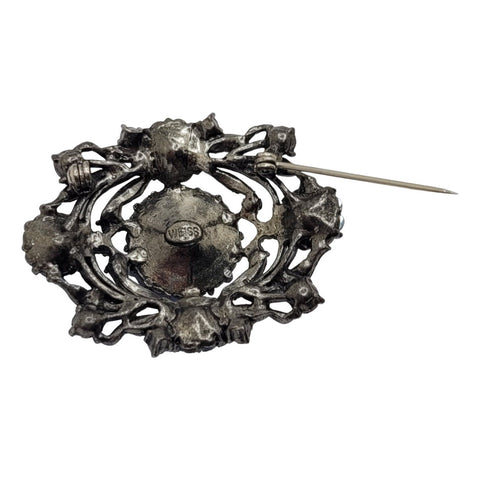 WEISS Blue Margarita Rivoli Rhinestone Brooch