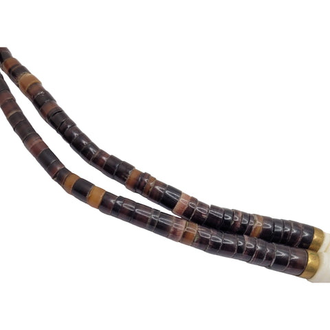 Navajo Heishi Bead Bear Claw Necklace Petrified Wood Bone And Shell