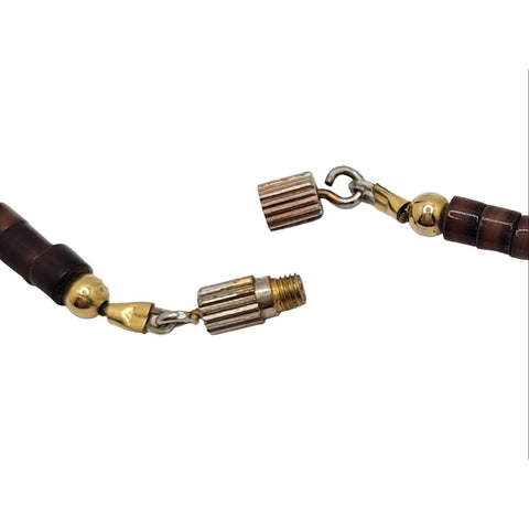 Navajo Heishi Bead Bear Claw Necklace Petrified Wood Bone And Shell
