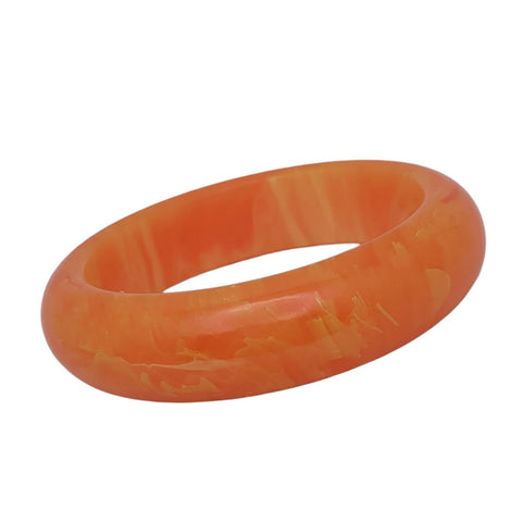 Chunky Tangerine Orange Marbled Bakelite Bangle Bracelet