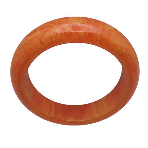 Chunky Tangerine Orange Marbled Bakelite Bangle Bracelet