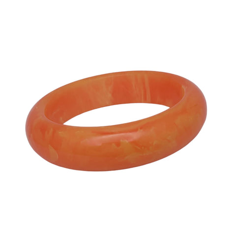Chunky Tangerine Orange Marbled Bakelite Bangle Bracelet
