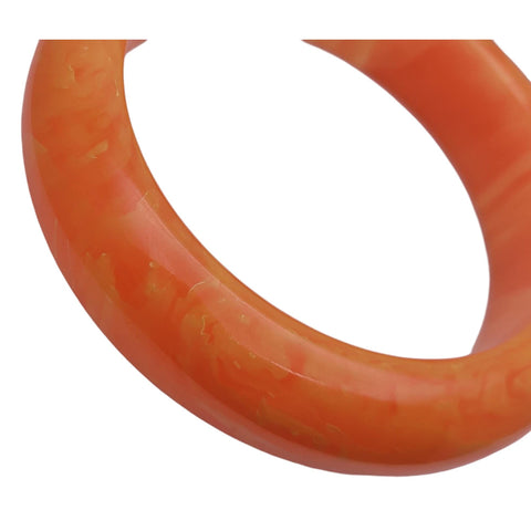 Chunky Tangerine Orange Marbled Bakelite Bangle Bracelet