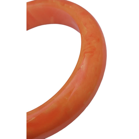 Chunky Tangerine Orange Marbled Bakelite Bangle Bracelet