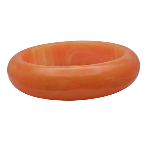 Chunky Tangerine Orange Marbled Bakelite Bangle Bracelet