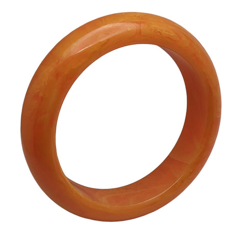 Chunky Tangerine Orange Marbled Bakelite Bangle Bracelet