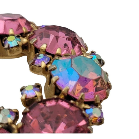 Weiss Pink Aurora Borealis Rhinestone Brooch