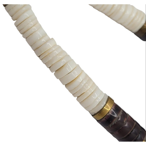 Navajo Heishi Bead Bear Claw Necklace Petrified Wood Bone And Shell