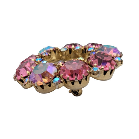 Weiss Pink Aurora Borealis Rhinestone Brooch